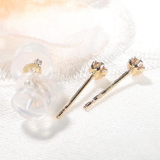 イエローゴールド 0.10ct H&C 一粒 ダイヤモンド K18YG スタッドピアス  