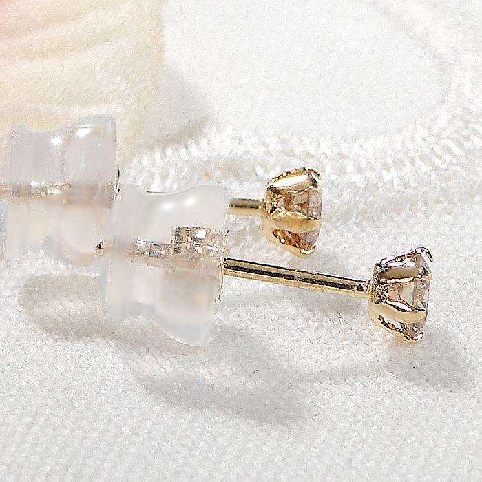 ダイヤモンドスタッドピアス K18YG 0.20ct H&C 一粒 送料無料 ライト 