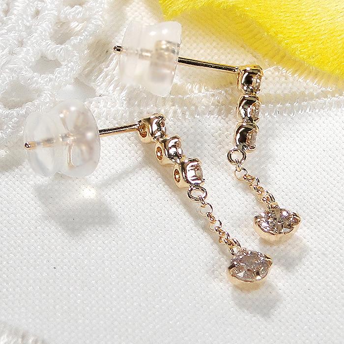 ライトブラウン ダイヤモンド ピアス K18YG 0.5ct  送料無料 18金 ダイヤモンドピアス Ｋ１８ イエローゴールド ダイヤ ピアス 人気 可愛い レディース 356440の画像