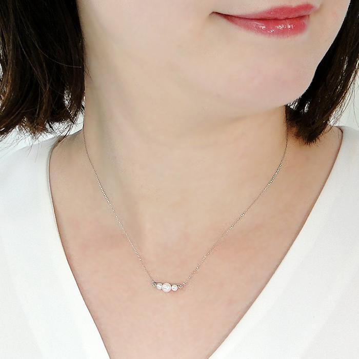 アコヤパール ダイヤモンド ペンダント ネックレス 3.0〜5.0mm 0.03ct 