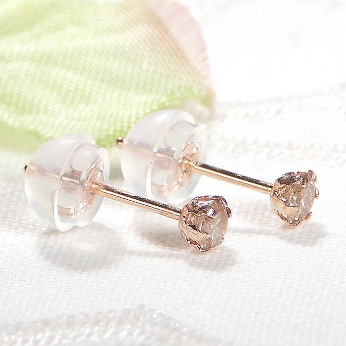 K18PG 0.20ct 一粒 ブラウンダイヤモンド スタッド ピアス 送料無料 