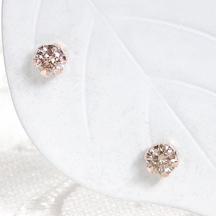 K18PG 0.10ct 一粒 ブラウンダイヤモンド スタッド ピアス 送料無料 
