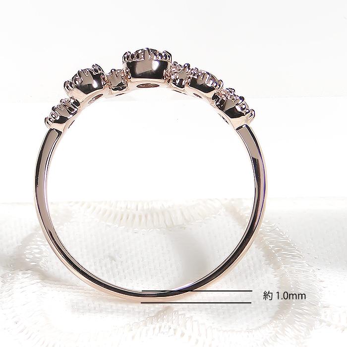 K18PG 0.39ct ブラウンダイヤ ダイヤモンド リング 送料無料 ピンク ゴールド 18金 K18 ブラウンダイヤ ミル打ち アンティーク 人気 ダイヤ ドット 372257の画像