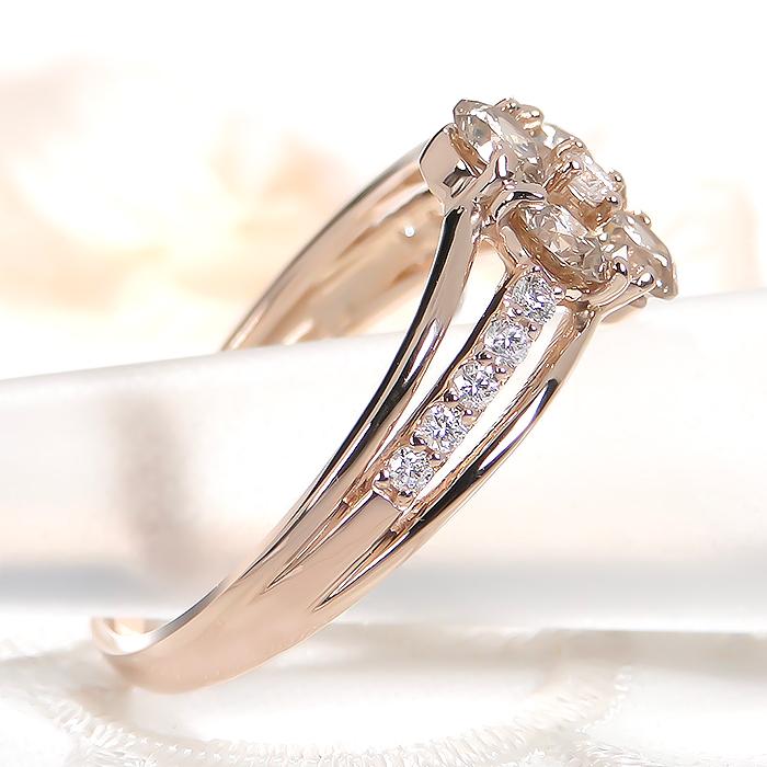 K18PG 0.89ct ブラウンダイヤ & ダイヤモンド フラワー リング 送料無料 ピンク ゴールド 18金 K18 ブラウンダイヤ フラワーモチーフ 花 人気 ダイヤ 372275の画像