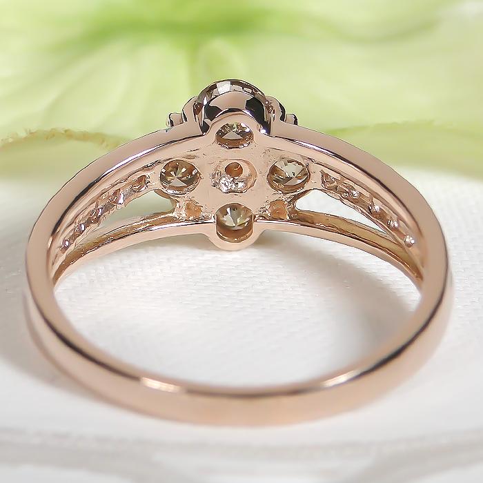 K18YG ブラウンダイヤパヴェピンキーリング✨