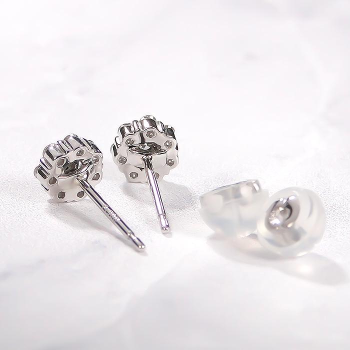 Pt900 0.22ct フラワーモチーフ ブラウンダイヤモンド スタッド ピアス 送料無料 プラチナ PT ダイヤ ダイア ダイヤモンド 花 フラワー 上品 人気 373522の画像