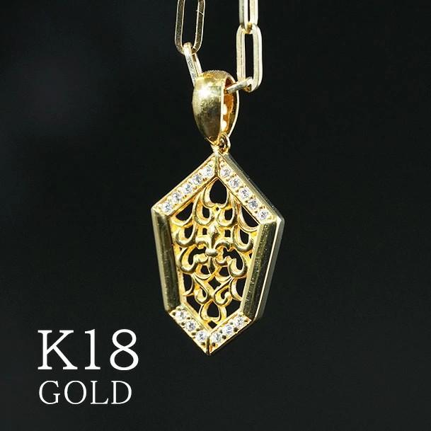 K18YG/K18PG/PT950【メンズペンダントトップ 】高品質　デザイン　地金　ダイヤ【0.08ct】ゴールドネックレス メンズジュエリー１８金 クラシカル 高級の画像