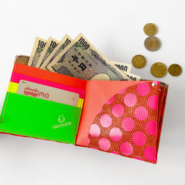 カーマイン 財布 レディース carmine One Wallet Neon Dot ワンウォレット ネオンドット 二つ折り ミニ財布 コンパクト レザー 本革 ONENDT｜j-piaplus｜09