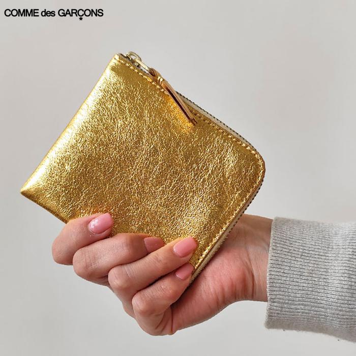 COMME des GARCONS コムデギャルソン コインケース 小銭入れ 財布 L字ファスナー レザー 本革 メタリック ゴールド/シルバー  GOLD LINE (SA3100G) : e-commedesgarcons-sa3100g : ジェイピアプラス - 通販 -