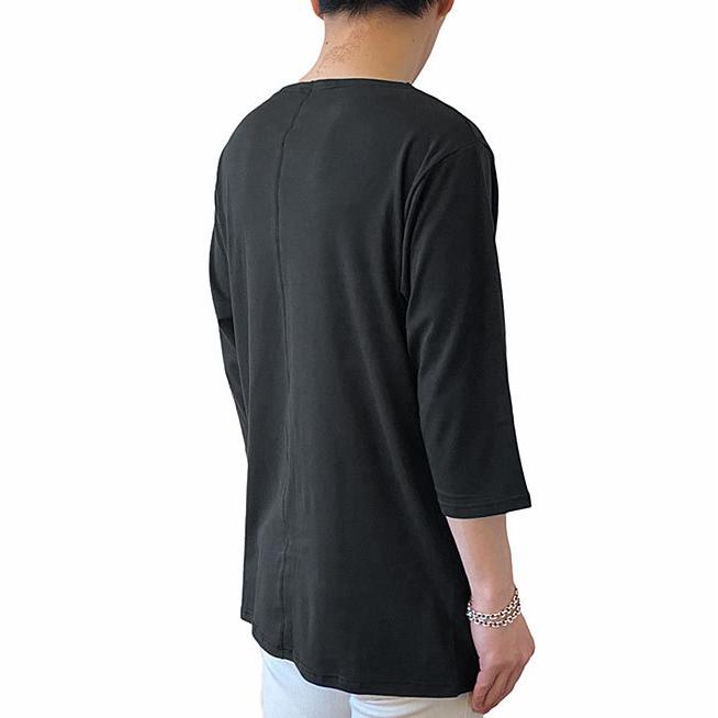 EIJI エイジ ボートネック 七分袖 Tシャツ メンズ 無地 7分袖