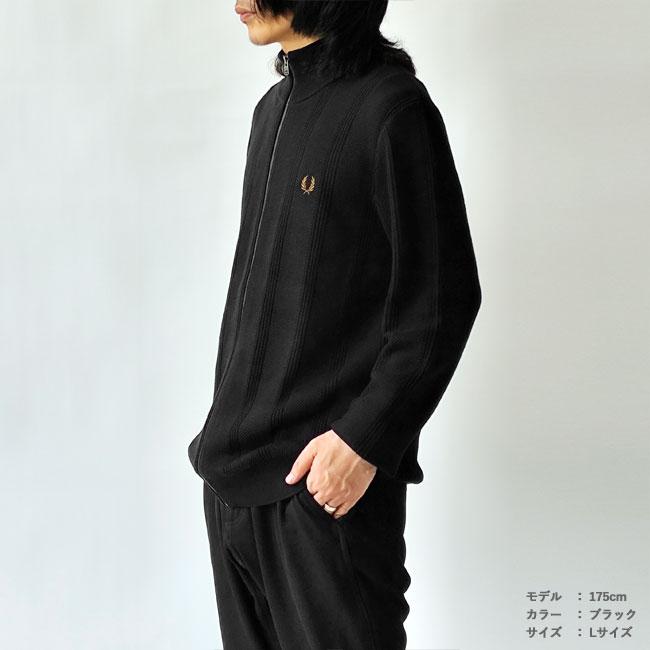フレッドペリー ジップアップニットカーディガン　ブラック　ドライバーズニット FRED PERRY フレッドペリー ニット カーディガン ドライバーズ