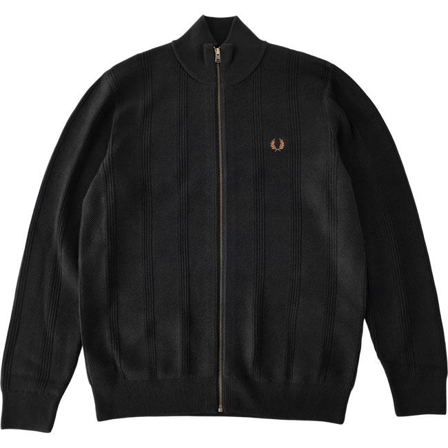 フレッドペリー ジップアップニットカーディガン　ブラック　ドライバーズニット FRED PERRY フレッドペリー ニット カーディガン ドライバーズ
