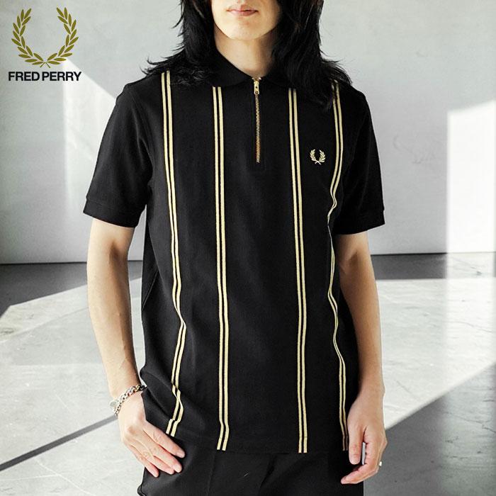 未使用 フレッドペリー 半袖ポロシャツ 黒黄 XLサイズ FRED PERRY（フレッドペリー） ポロシャツ Polo Shirt バーチカル