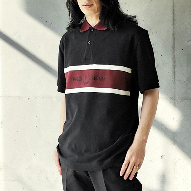 FRED PERRY（フレッドペリー） ポロシャツ エンブロイダ パネル メンズ