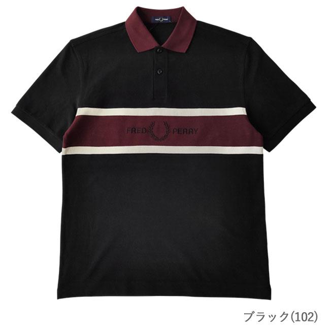 限定1点‼️ フレッドペリー ブラック×レッド ポロシャツ　新品　メンズ FRED PERRY（フレッドペリー） ポロシャツ エンブロイダ パネル メンズ