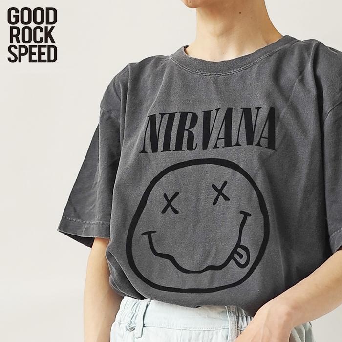 【GOOD ROCK SPEED】NIRVANAフロッキープリントT ブラック GOOD ROCK SPEED/グッドロックスピード】NIRVANAフロッキー