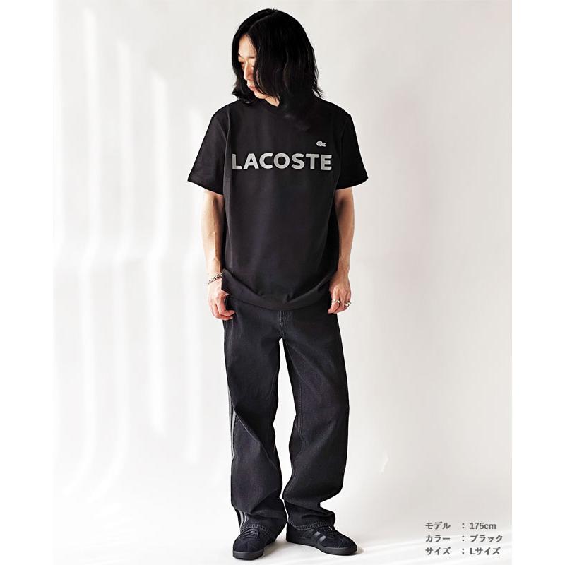 LACOSTE ヘビーウエイトTシャツ スウェットシャツМ　中央ロゴ LACOSTE（ラコステ） tシャツ ヘビーウェイトブランドネーム ラバー