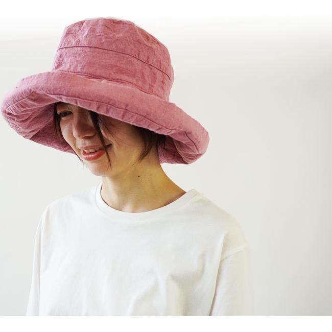 リネン 帽子 ハット Lino e Lina リーノエリーナ マノン 麻100% 無地 ナチュラル サファリハット レディース 女性用 (Hat Manon)(ネコポス対象)の画像