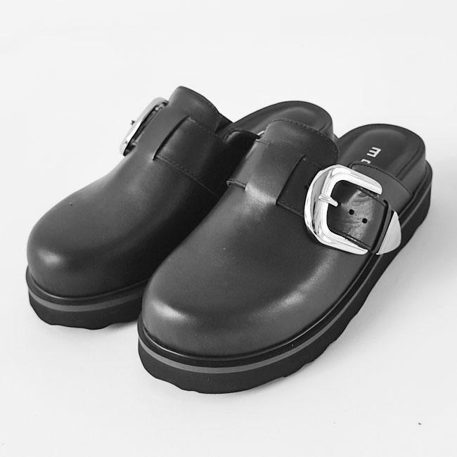 CHIE MIHARA ブラックレザーサボサンダル CHIE MIHARA ブラックレザーサボサンダル