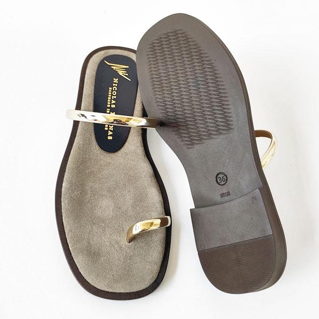 NICOLAS LAINAS フラットサンダル C13LT 23-23.5cm NICOLAS LAINAS サンダル 「NICOLAS LAINAS」メタルレザー