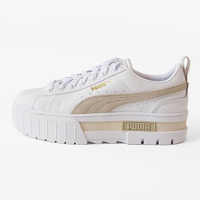 EU38 ディーゼル　厚底　プレミアムレザースニーカー　ホワイト　他サイズ有り PUMA（プーマ） スニーカー レディース PUMA MAYZE Leather Womens