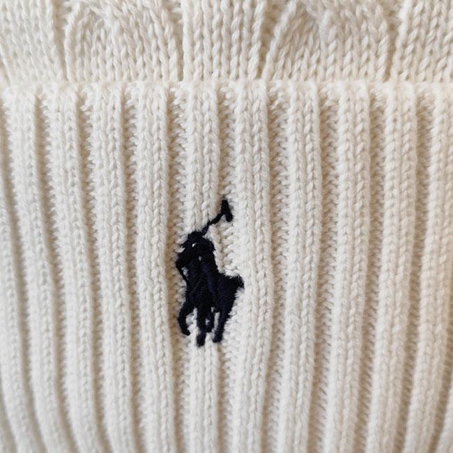 SNIDEL✖️Polo Ralph Lauren ニット帽 ベージュ Polo ベア ケーブル ウールブレンド ビーニー