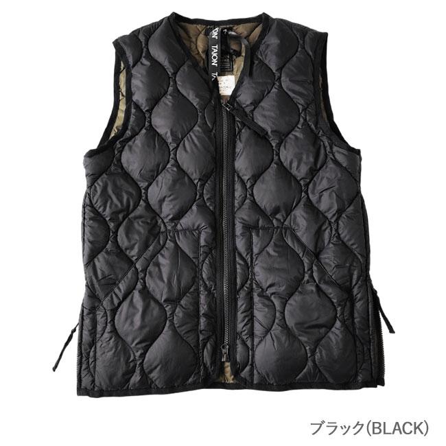 TAION ブラック キルティングベストＬサイズ TAION（タイオン） インナー ダウン ベスト ジレ ミリタリー Vネック W