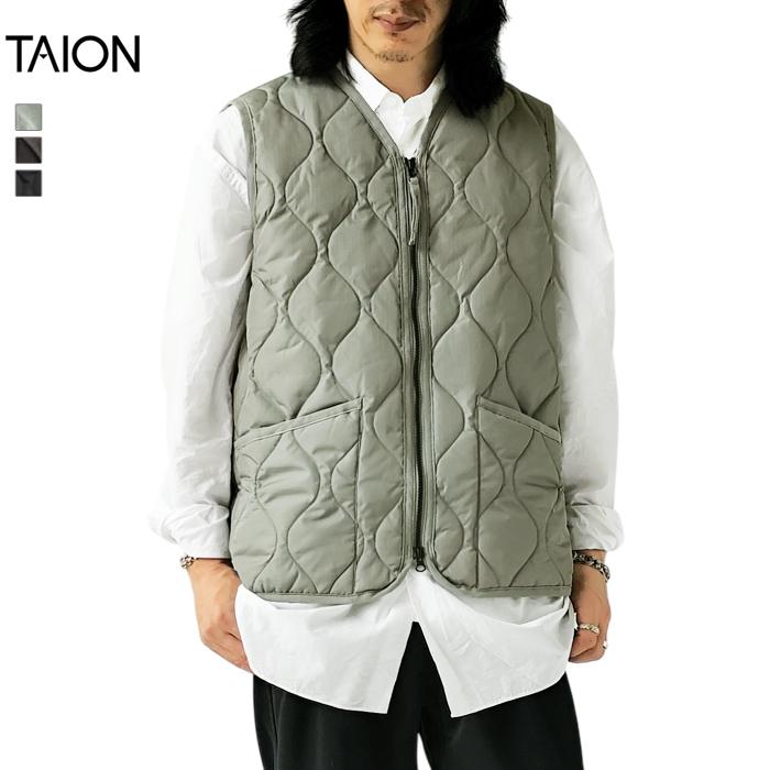 新品タグ付き TAION(タイオン) ミリタリー Vネックジップ ダウンベスト ミリタリー Vネックジップ ダウンベスト – TAIONインナーダウン公式