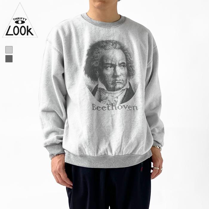 ベートーヴェン プリント グレー スウェット THRIFTY LOOK スリフティールック スウェット トレーナー メンズ