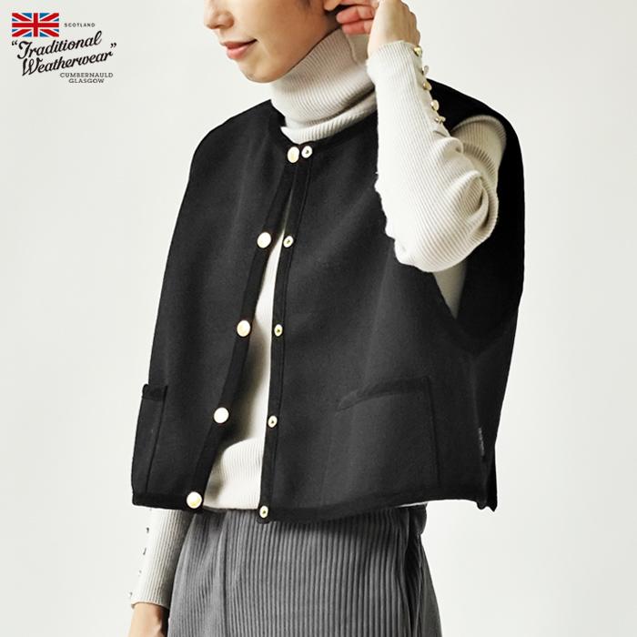 【極美品】トラディショナルウェザーウェア PEA JACKET ニット 金ボタン ARKLEY KNIT アークリー ニット｜ネイビー×ブラック｜ウィメンズ