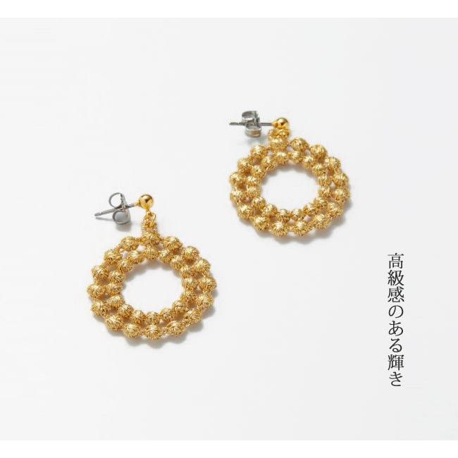 OOO(Ring Ring Ring)ハンドメイドイヤリング黄アクセサリー