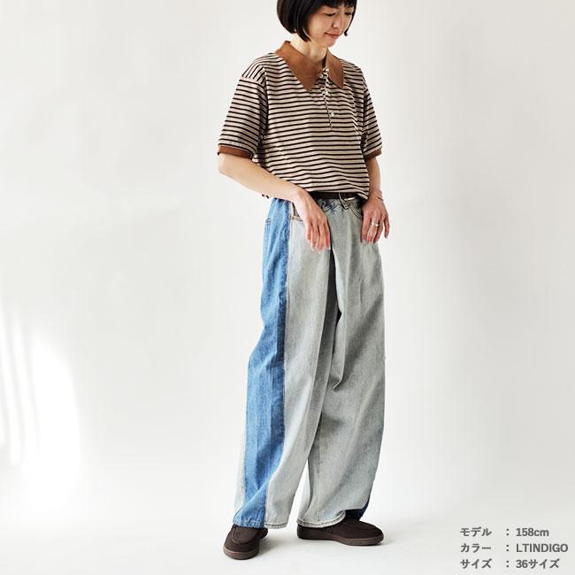 WHYTO（ホワイト） WHYTO. デニム パンツ asymmetry tuck denim 