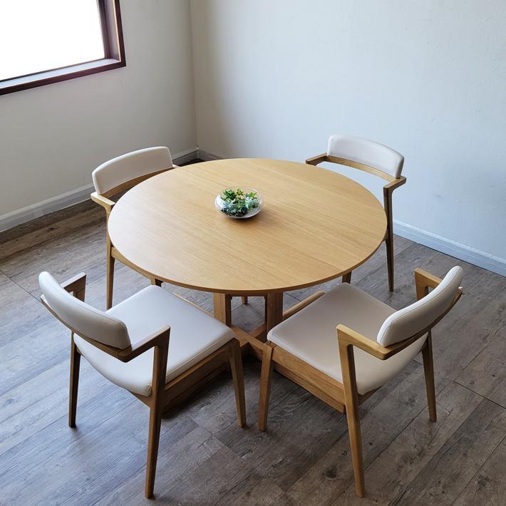 ダイニングテーブルセット 5点セット 丸テーブル 直径110cm 円卓  