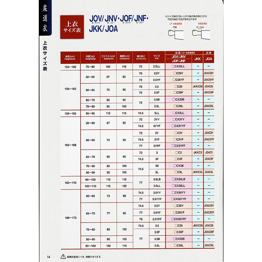 クザクラ 【JOF JNF】 IJF・全日本柔道連盟認定柔道衣<新規格