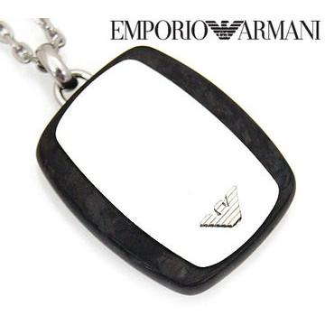 EMPORIO ARMANI　エンポリオ　アルマーニ　EGS2187　アクセサリー　イーグルロゴ　ミニプレート　ネックレス/ペンダント ブラック×シルバー