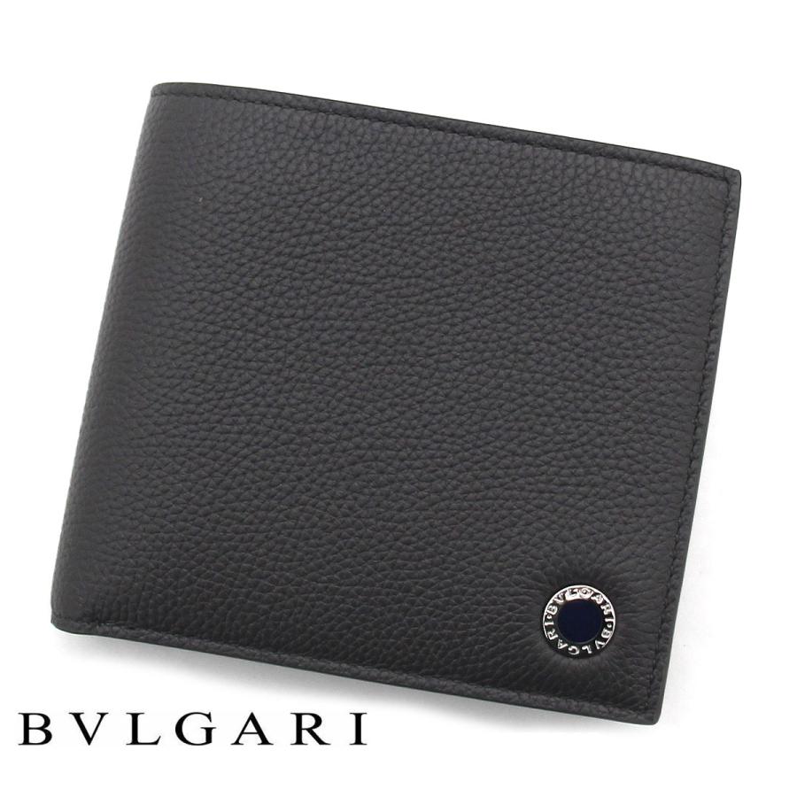 【新品未使用】ブルガリ レザー　ロゴ型押し 二つ折り財布　メンズ　ブラック BVLGARI（ブルガリ） 二つ折り財布 メンズ ブルガリロゴ インフィニー