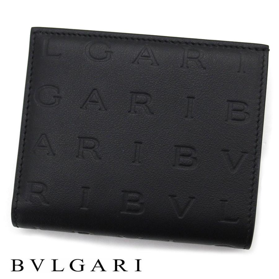 BVLGARI（ブルガリ） 291749 ロゴ 小銭入れ付 二つ折り財布 コンパクト