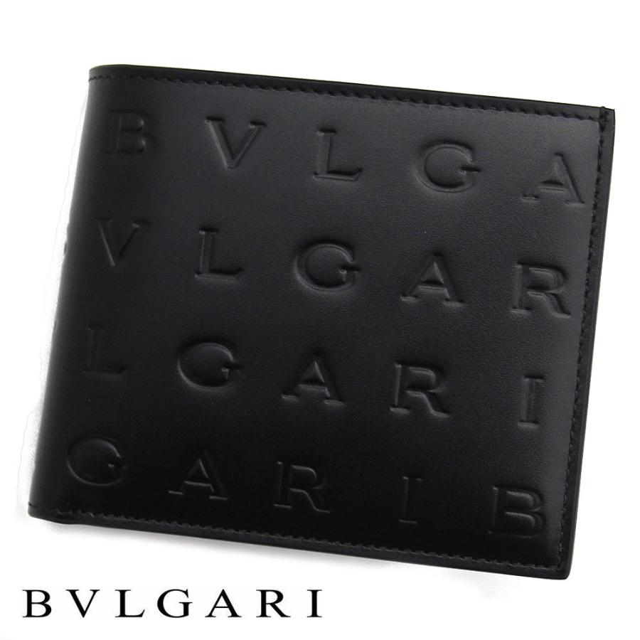 BVLGARI（ブルガリ） 292714 ロゴ 小銭入れ付 二つ折り財布 コンパクト