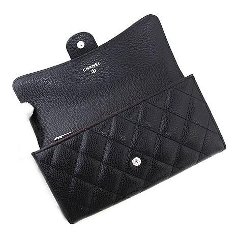 CHANEL シャネル マトラッセ AP0241 Y01588 C3906 キャビアスキン クラシック 小銭入れ付 長財布 ブラック×シルバー金具 新品の画像
