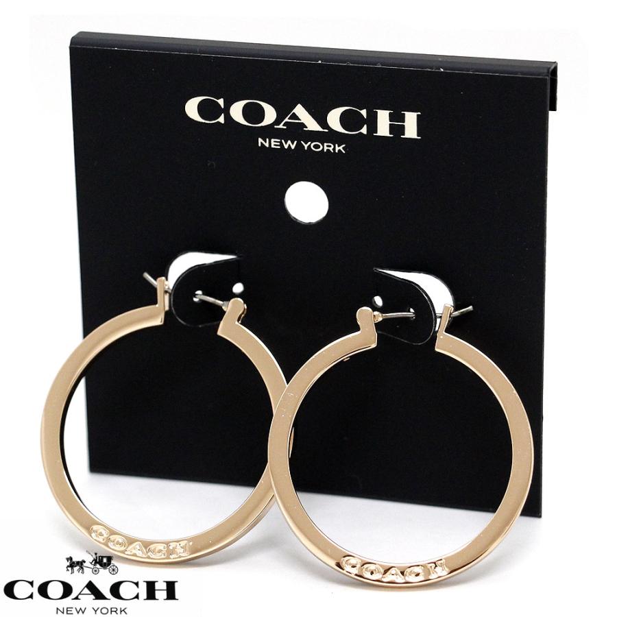 COACH（コーチ） F73022 RGD フープ ピアス 両耳用 ワッカ ロゴ ローズ
