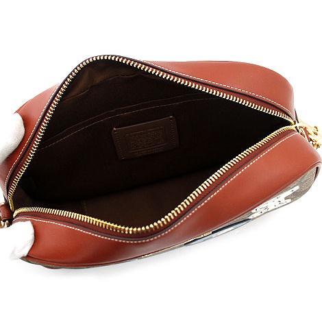 COACHスヌーピー ショルダーバッグ ダークブルー、小物入れ付き COACH（コーチ） アウトレット CF305 QBDEI PEANUTS コラボ ジェイミー