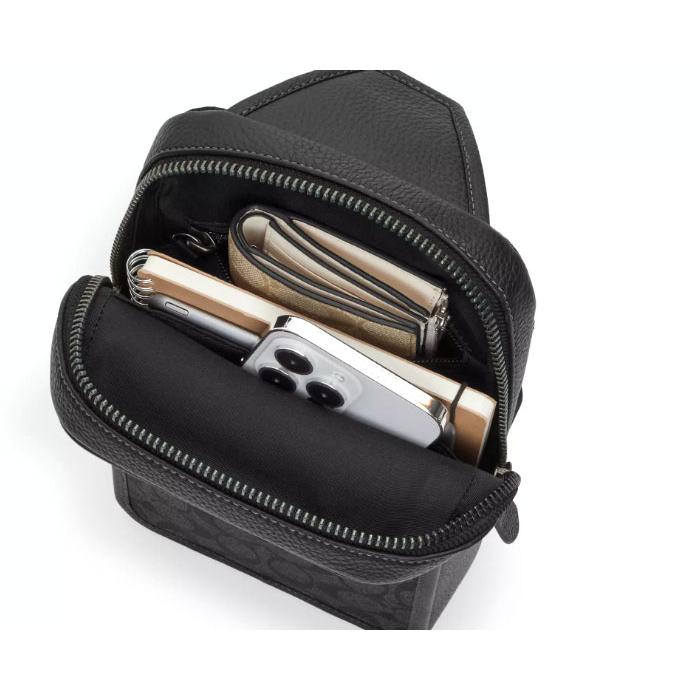 美品✨コーチ サリバン スムース メッセンジャー バッグ ブラック 革 大容量 公式】コーチアウトレット | サリバン フラップ クロスボディ