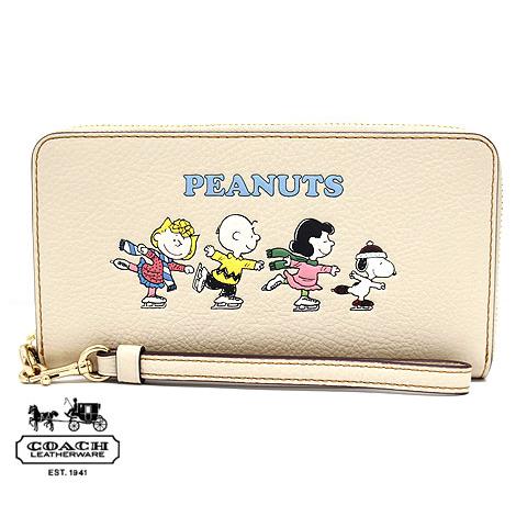 【新品同様】COACH × PEANUTS スヌーピー 二つ折り財布 ホワイト COACH（コーチ） COACH X PEANUTS x スヌーピー コラボ 財布 二つ折り