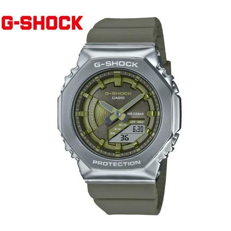 CASIO　カシオ　G-SHOCK GM-S2100-3AJF　腕時計　デジタルアナログ カーボンコアガード構造　シルバー　グリーン メタルカバー メタルケース 八角形 オクタゴン｜j-sekine2nd