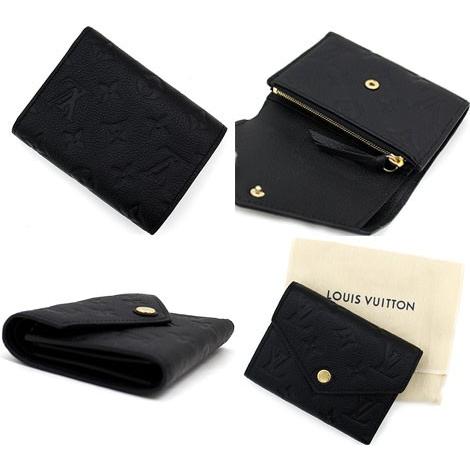 LOUIS VUITTON ルイ ヴィトン M64060 モノグラム・アンプラント ポルトフォイユ・ヴィクトリーヌ 小銭入れ付き 二つ折り財布 ノワール  ブラック 新品 訳ありの画像