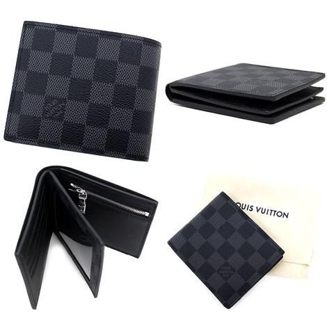 LOUIS VUITTON ルイ ヴィトン N60053 ダミエ・グラフィット ポルトフォイユ・アメリゴ NM 小銭入れ付き 二つ折り財布 新品 メンズの画像