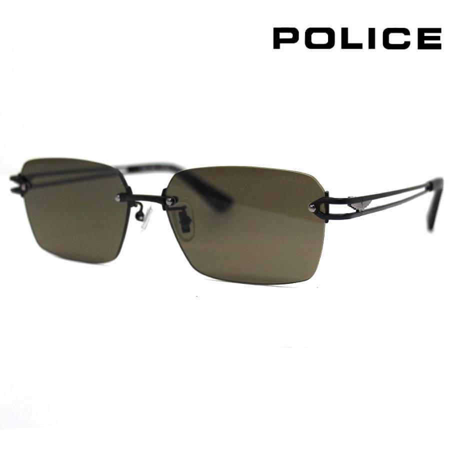 POLICE ポリス SPLT68J 56 531P 56 サングラス アイウェア ブラウン 偏光レンズ チタン スクエアシェイプ リムレス メンズ 男性用 新品