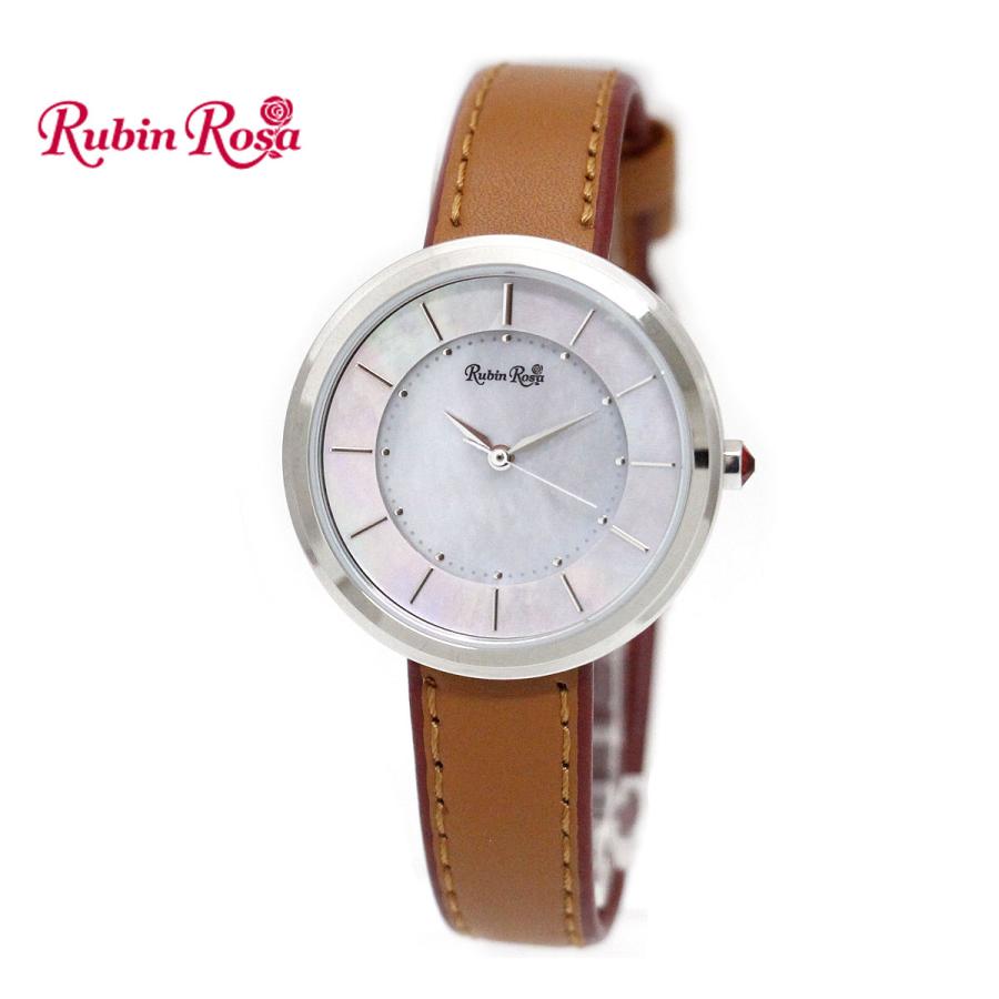 RubinRosa（ルビンローザ） R060SWHBR レディース 腕時計 女性用 ソーラー 革バンド レザーベルト ブラウン シンプル 店頭 ...