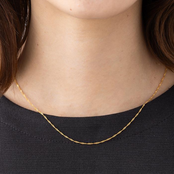 K24 スクリューチェーンネックレス K24 純金スクリュー チェーン ネックレス 40cm 1.28mm幅 | SPERANZA