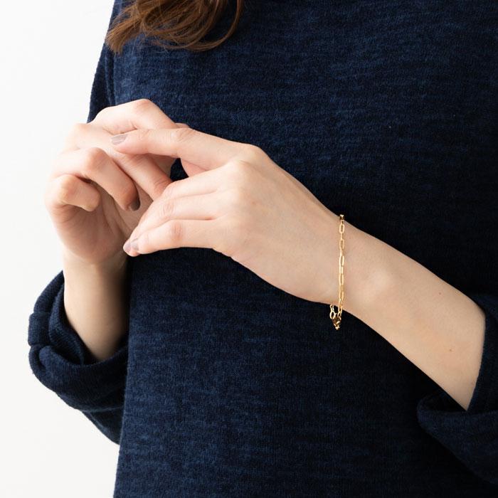 約18cm ペーパークリップ ブレスレット 幅約2.7mm K18 YG 18金